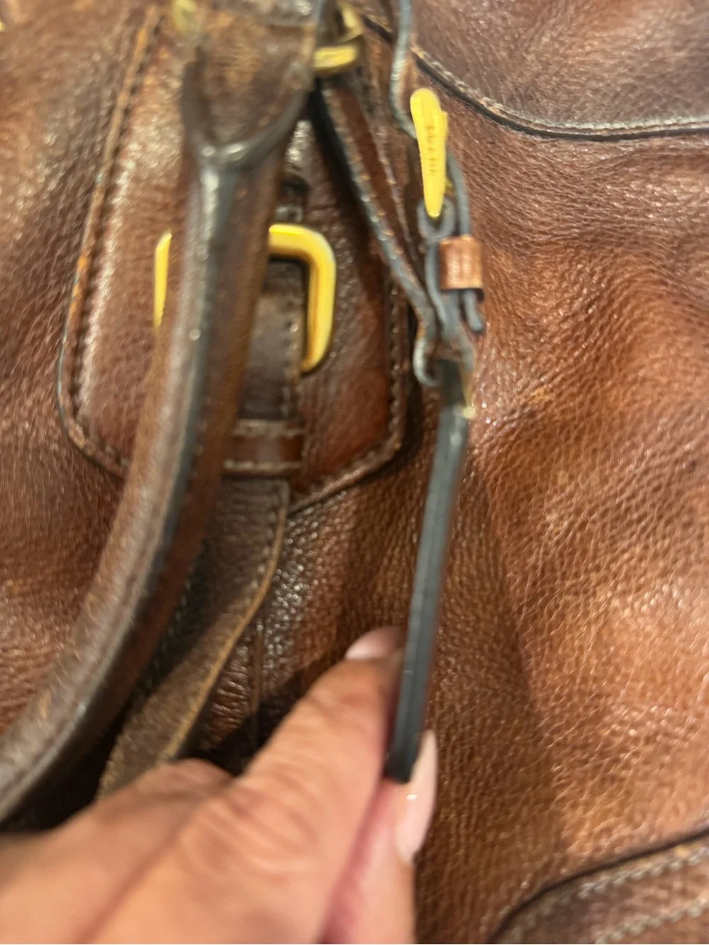 Prada Cognac Leather Satchel with Gold Hardware
